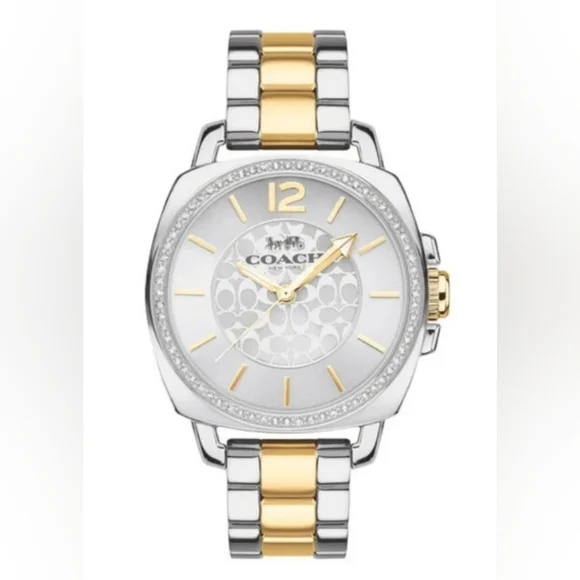 Coach Boyfriend Crystal Women's Watch 34mm Two-tone Stainless Steel Iink - Picture 7 of 9